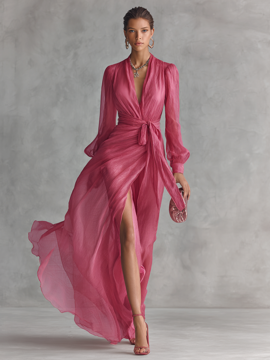 AMELIA™ | Elegant Pearl Chiffon Maxi Dress