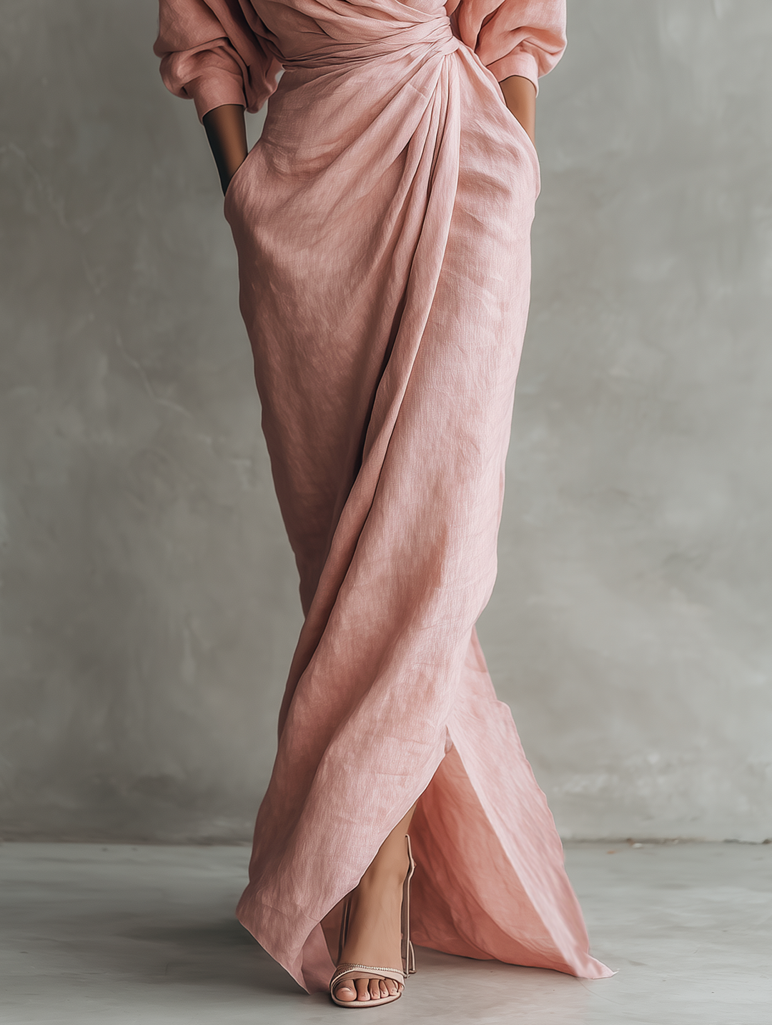 Rosa Linen Maxi Dress with V-Neck
