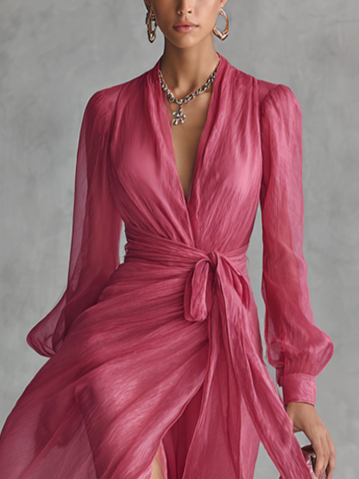 AMELIA™ | Elegant Pearl Chiffon Maxi Dress