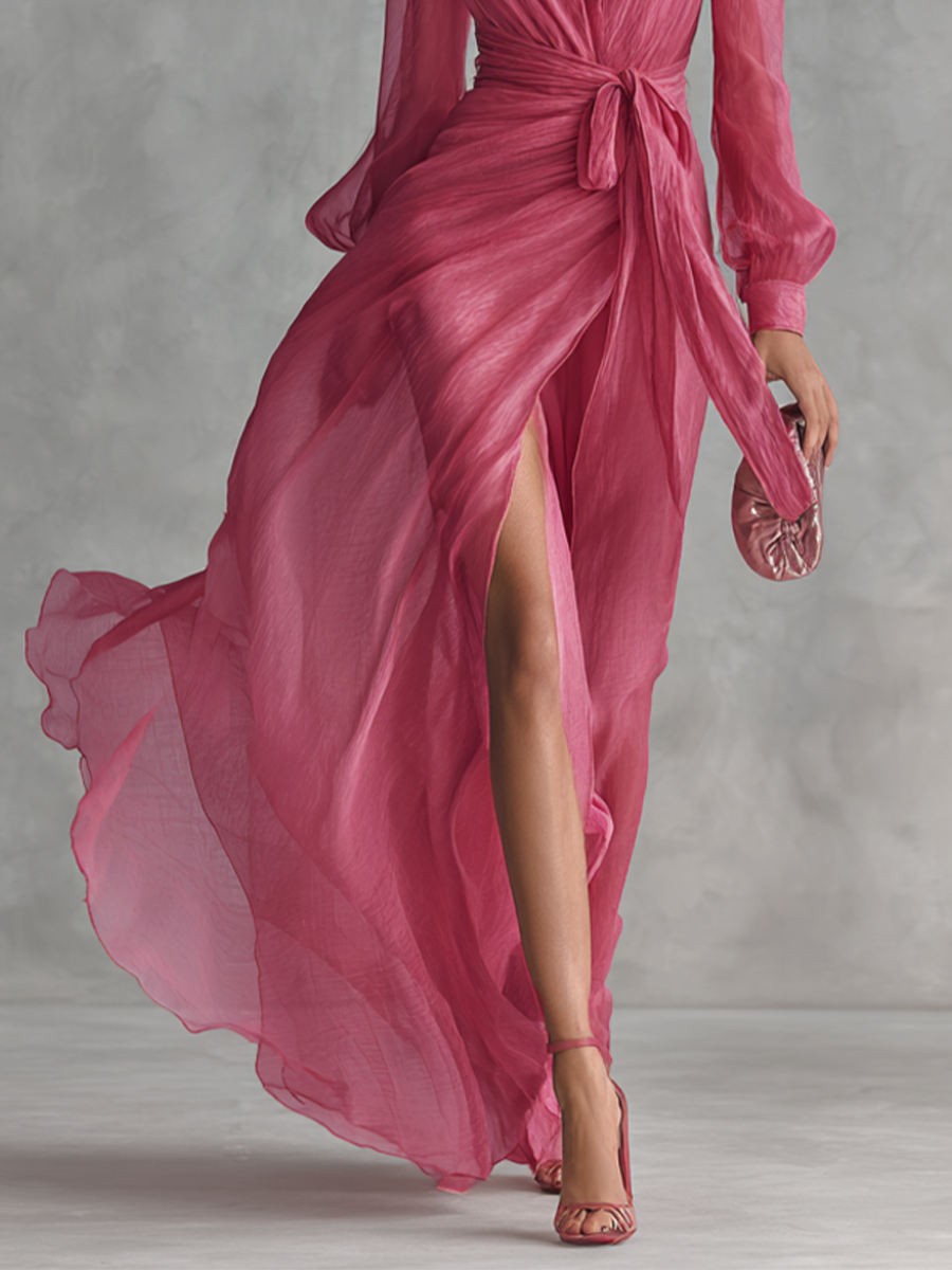 AMELIA™ | Elegant Pearl Chiffon Maxi Dress