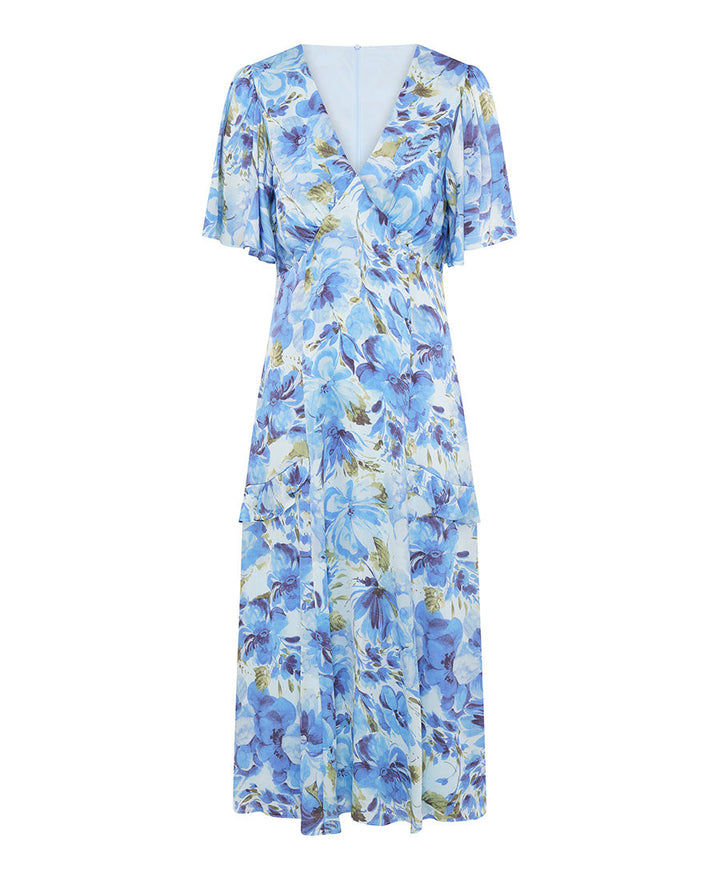 Blue Floral Midi Dress
