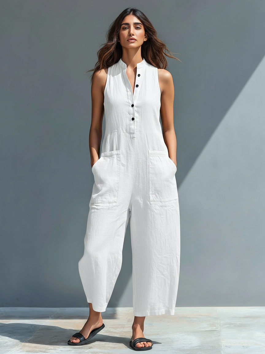 Rosie Sleeveless Linen Blend Jumpsuit