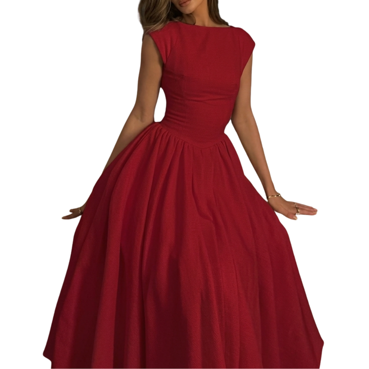 CLARISSA™ – Chic Bardot Backless Maxi Dress