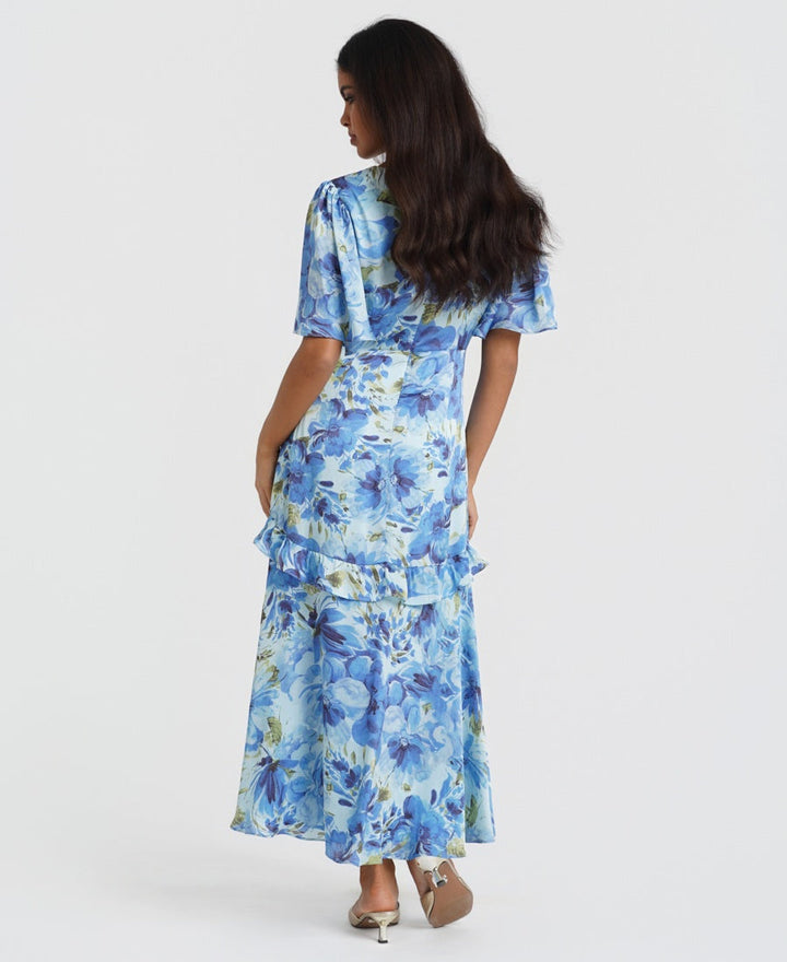 Blue Floral Midi Dress
