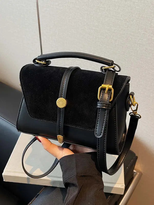 MARLYNN™ - Vintage-Style Small Square Shoulder Crossbody Bag with Contrast Stitching